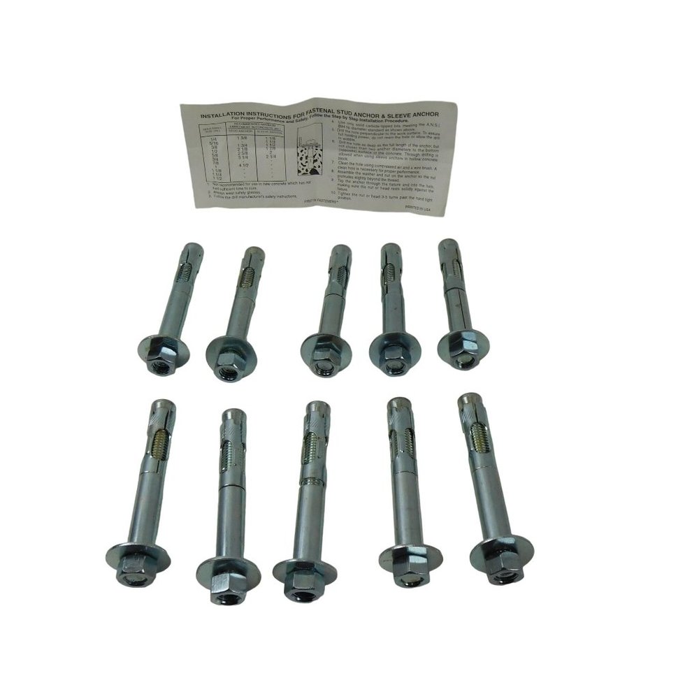 Fastenal 5/8X4 1/4 Hex nut Sleeve Anchor Zinc (Pack Qty 10)  Open Box